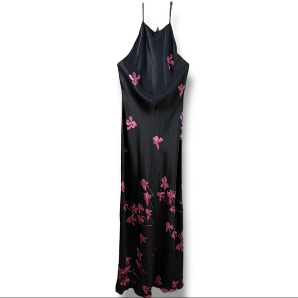 NWT Reformation Jeany Silk Halter Maxi Dress Gown in Night Iris Floral - Picture 4 of 9